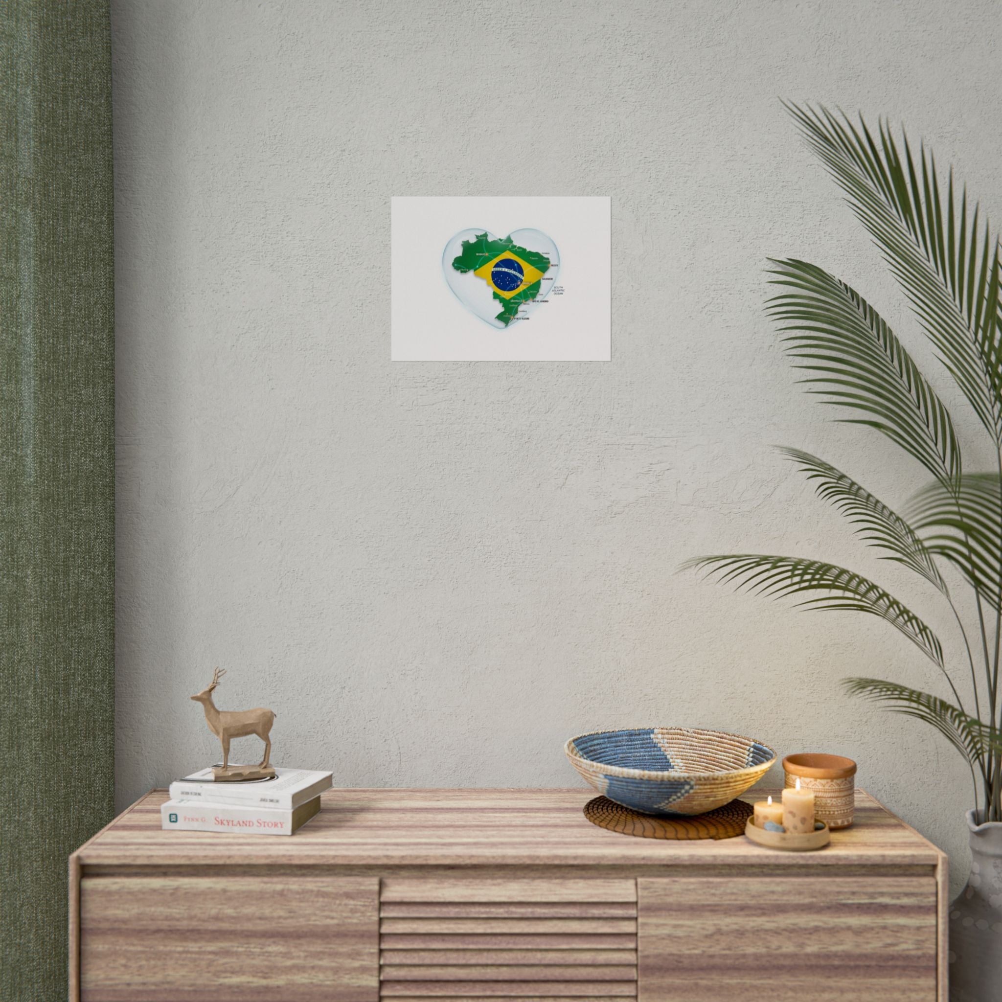 Brazil Heart Map Poster – Rolled Country Flag Wall Art