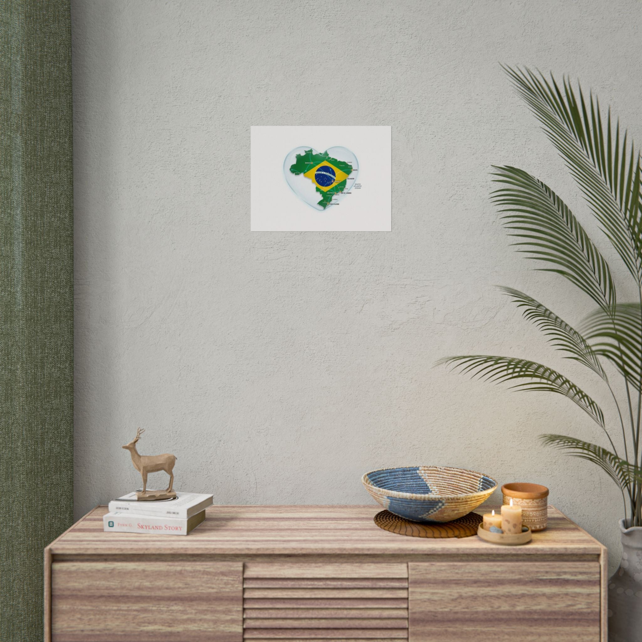Brazil Heart Map Poster – Rolled Country Flag Wall Art