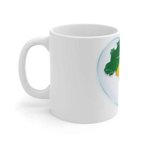 Brazil Flag Map Heart Mug — 11oz Brazilian Pride Coffee Cup