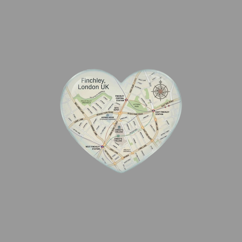 Heart Map Poster — Finchley, London UK Rolled Poster